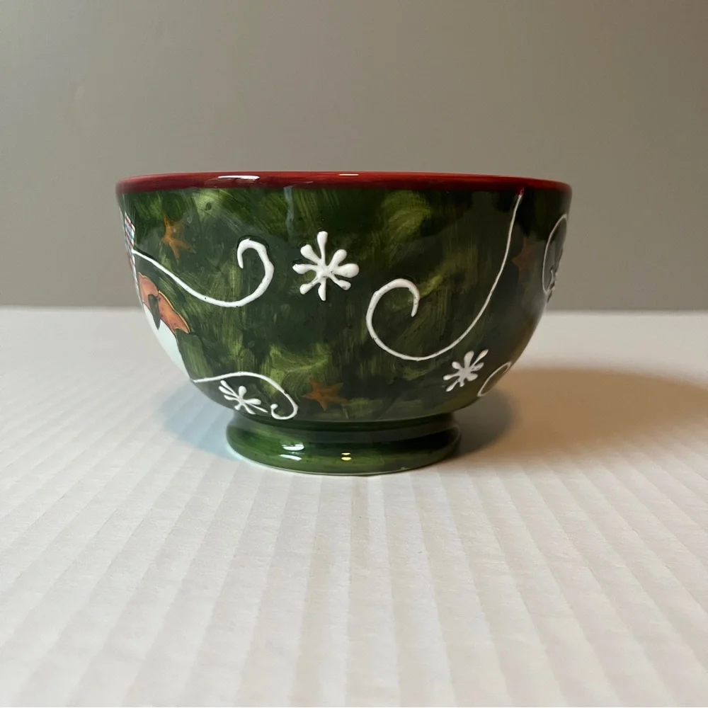 VTG Certified International Hand Painted Winter Fun Snowman Bowl Susan Winget